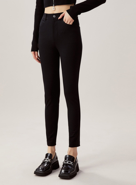 哥家商场同款2025四季款经典面料高腰松紧腰小脚裤靴裤女5100528