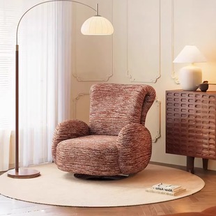 法式复古芭蕾椅单人可旋转雪尼尔沙发椅休闲椅客厅小户型中古风