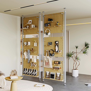 落地铝型材多层收纳架桦木海洋板置物架家用客厅展示架陈列架子