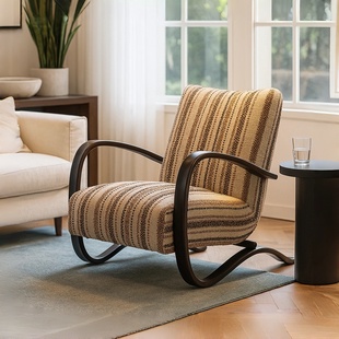 伯克休闲椅客厅法式复古阳台卧室沙发椅子中古风设计师单椅