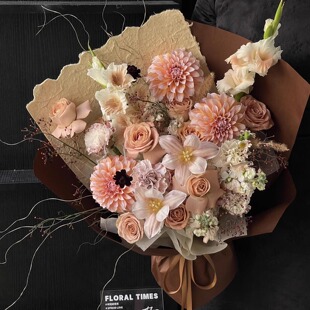 美拉德复古生日花束广州深圳成都西安重庆佛山同城速递鲜花店送