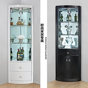 简约现代玻璃酒柜墙角柜三角柜装饰餐边角柜转角展示陈列柜储物柜