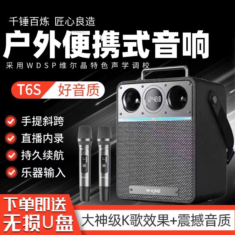 维尔晶T6S乐器内录音响 户外便携式广场舞大功率弹唱直播蓝牙音箱