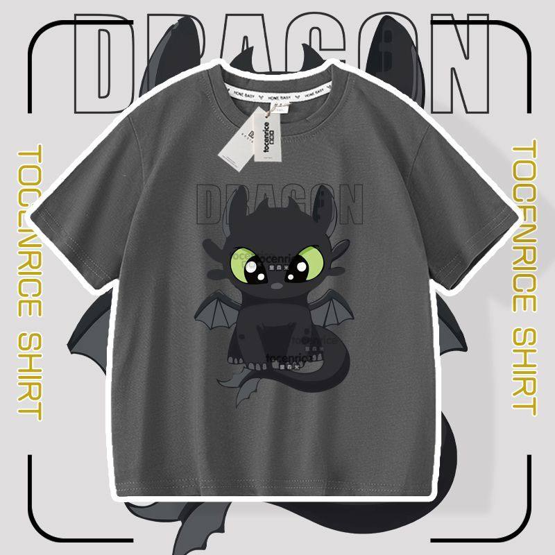 2025新驯龙高手无牙仔短袖T恤衫男女儿童装学生宝宝纯棉半袖上衣