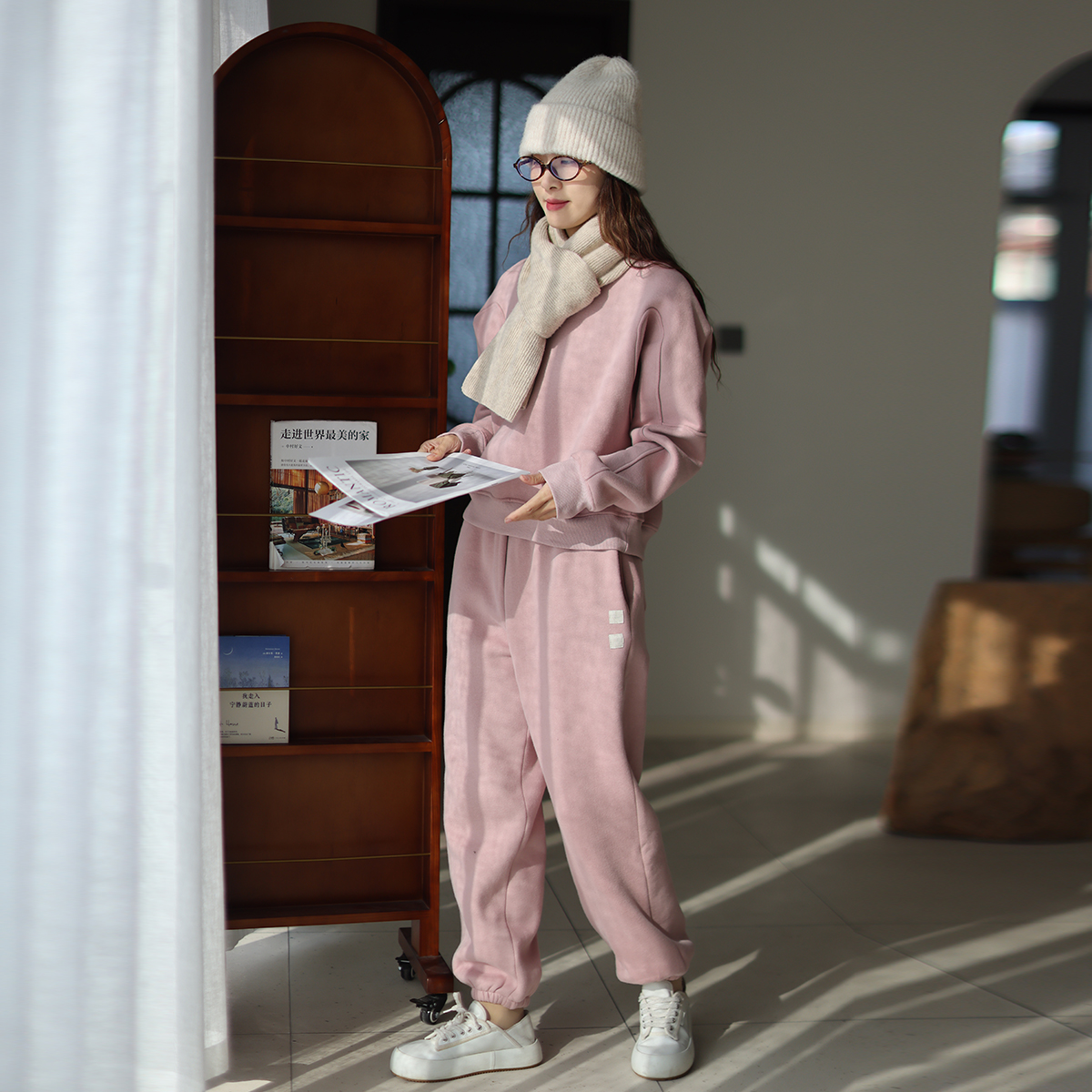 加绒通勤自然腰长裤休闲裤