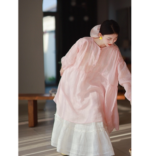 墨黛原创女装 苎麻多色轻薄透气文艺宽松显瘦连衣裙 2026春夏新品