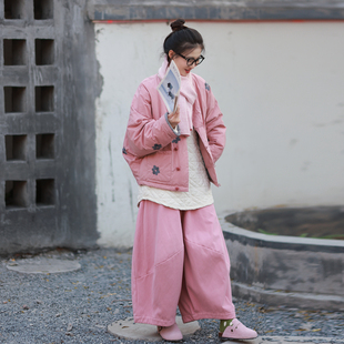 休闲裤 墨黛原创女装 休闲纯棉有型柔软加绒厚实气球裤 新品 2025冬季