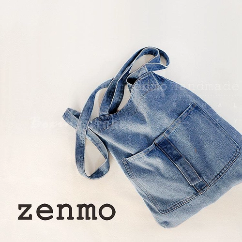 Zenmo Японская простая ретро -ретро -джинсовая джинсовая сумка Blue Canvas Street Стрельба из литературной сумки на плече повседневная женская сумка