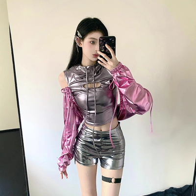 aespa女团宁艺卓金玟庭同款supernova打歌服紫色连衣裙舞蹈