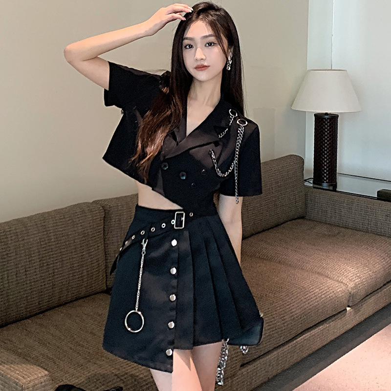 欧美甜酷女孩辣妹盐系穿搭裙子女团套装甜辣风女装炸街连衣裙ins