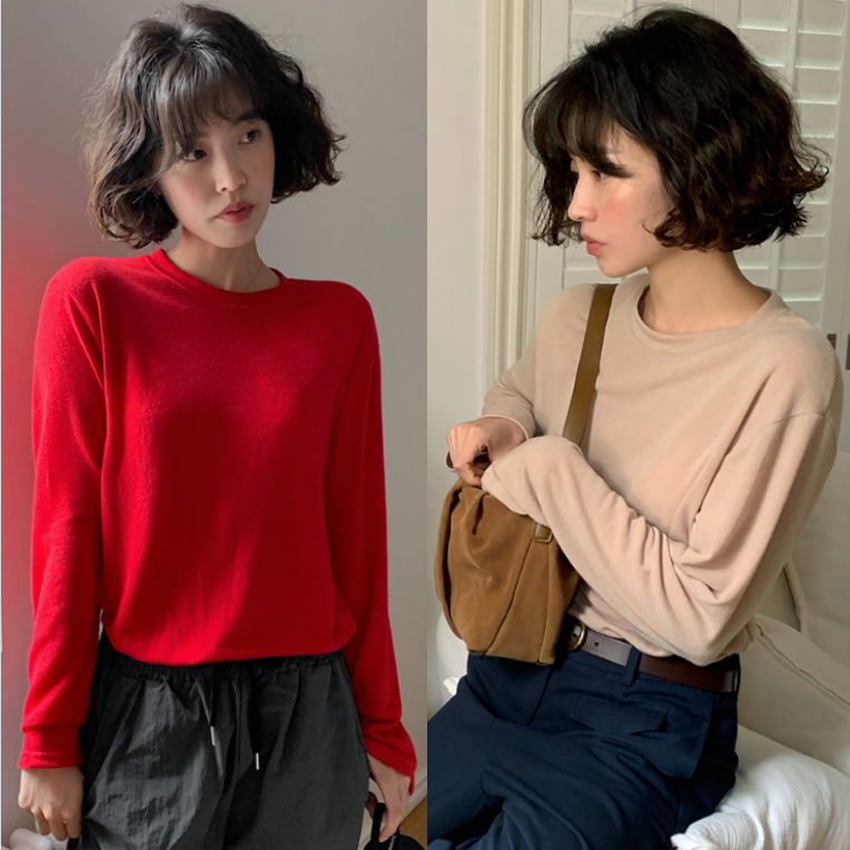 【cuckoo】韩国官网代购 单穿时髦内搭圆领长袖T恤 beginning