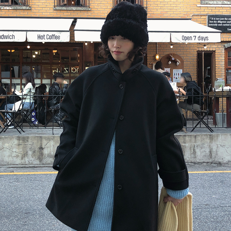 【cuckoo】韩国官网代购 from beginning 中长款翻领羊毛呢外套