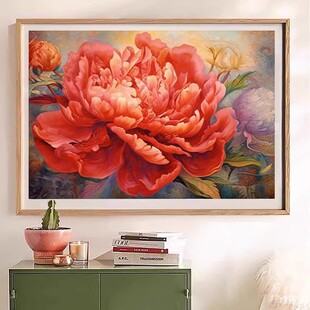 5d法式卧室钻石画花卉牡丹点砖满粘贴十字绣2026年新款餐厅油画风