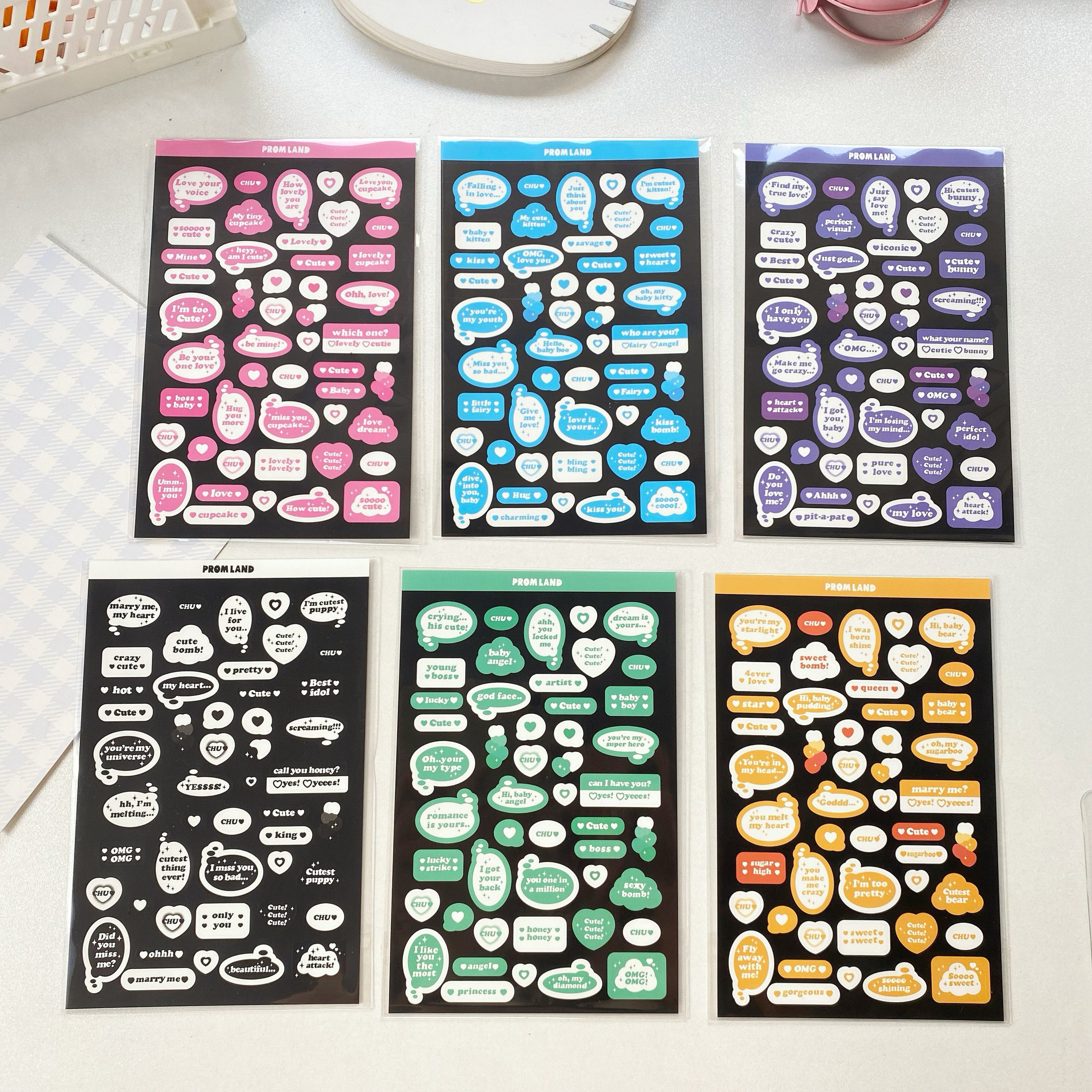 韩国ins英文对话框气泡框咕卡贴纸基础百搭款diy手帐小卡装饰贴画