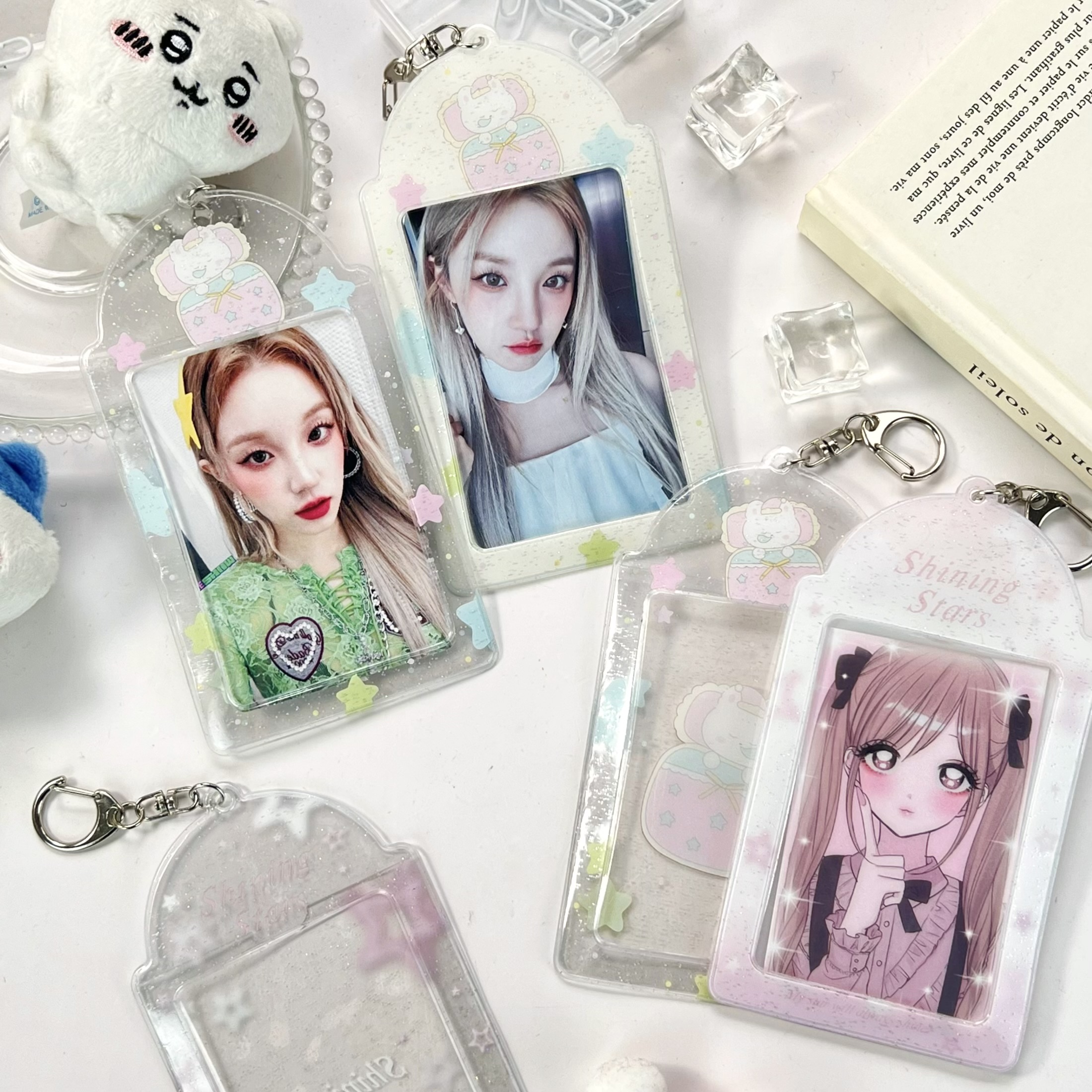 ins闪闪透明星星小熊3寸pvc卡套