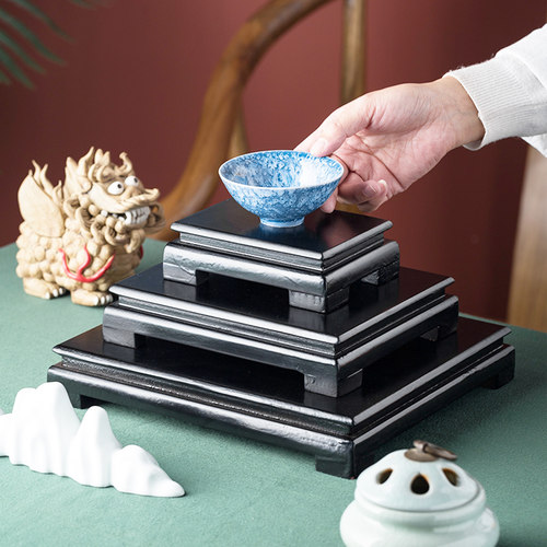 佛像底座长方形奇石盆景红木雕刻