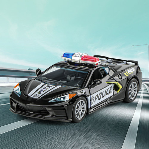 警车中性回力合金声光玩具