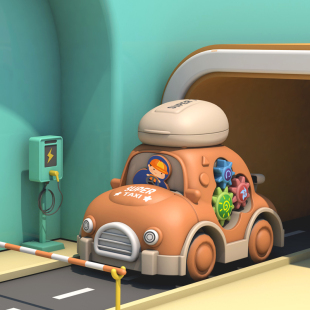 创意卡通彩色惯性齿轮收纳车小轿车模型宝宝儿童玩具生日礼物