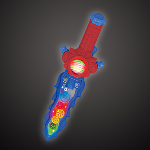 创意电动声光齿轮剑带灯光音乐炫酷旋转投影灯光儿童玩具六一礼物