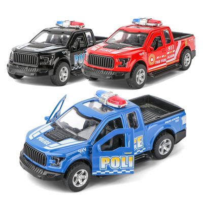 仿真回力合金皮卡警车模型六一