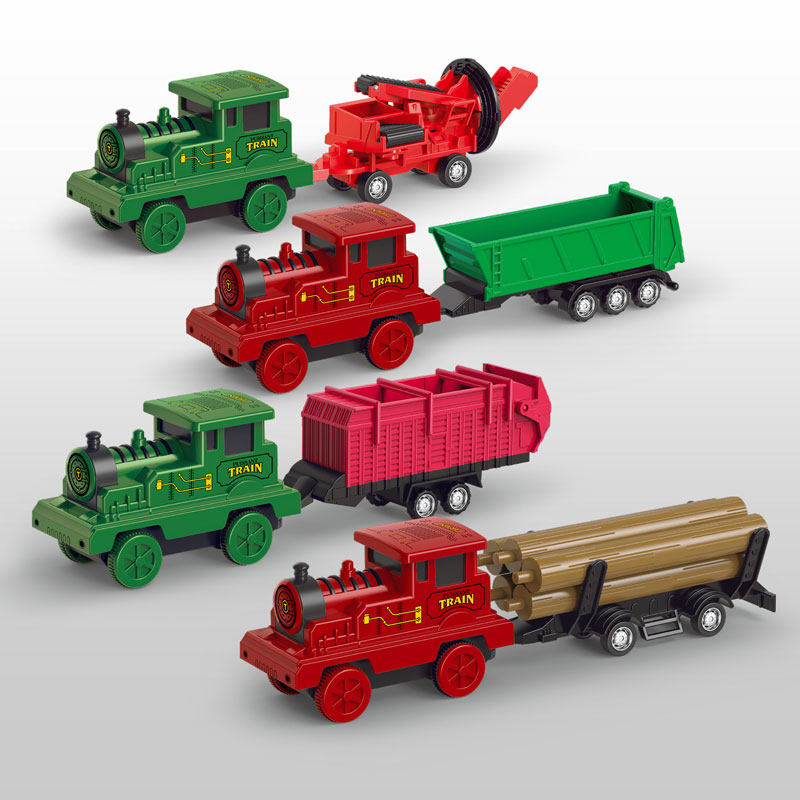 惯性古典怀旧火车头工程车运木仿真滑行儿童宝宝男孩玩具六一礼物
