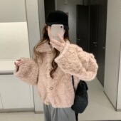 皮毛一体外套女短款 2025冬季 新款 小个子仿水貂毛绒环保皮草毛毛