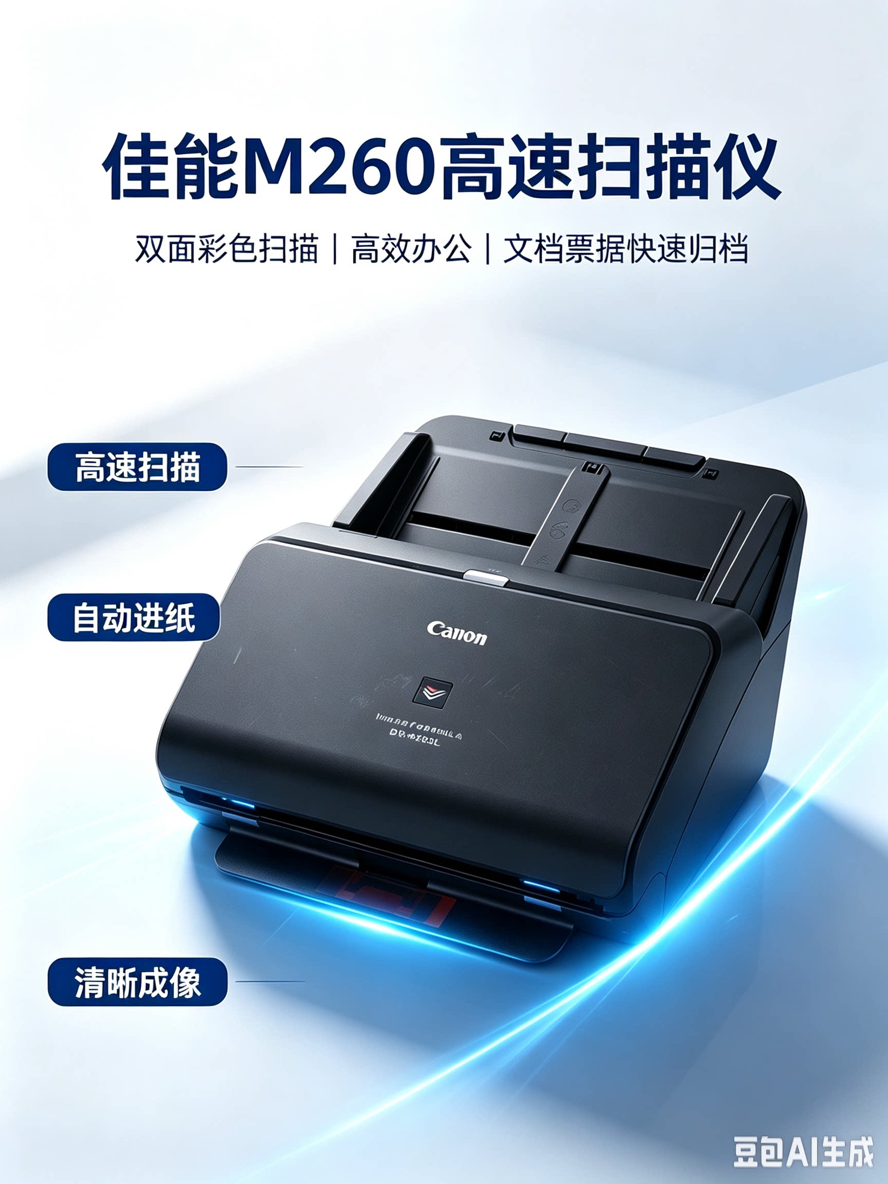 佳能dr-m260高速扫描仪双面高清彩色文件档案pdf扫描60张每分钟