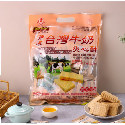 台湾进口 明奇香芋牛奶花生酱夹心酥400g 小吃零食威化饼干大礼包
