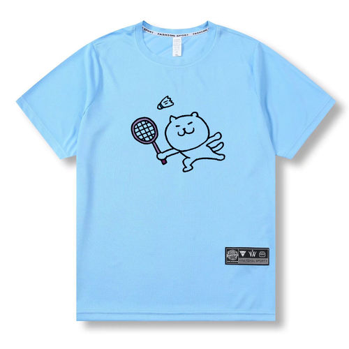 速干羽毛球服卡通猫咪男女白色