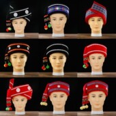 新款 少数民族独角帽子男彝族傣族苗族佤族壮族男帽子民族舞蹈头饰