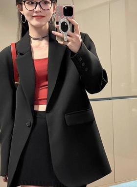 黑色小西装外套女2025新款春秋装今年流行oversize休闲高级感西服