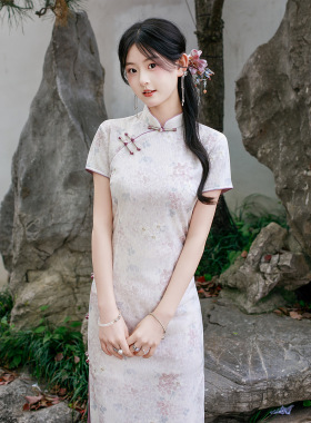 紫色旗袍裙女新中式高端大气改良年轻款2026新款显白气质日常少女