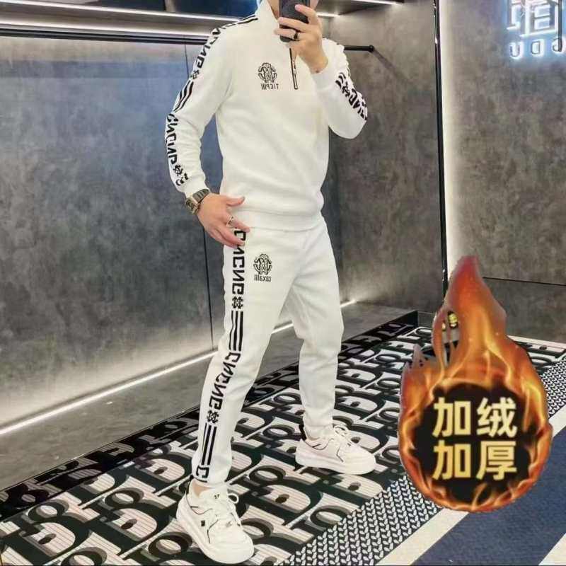 欧货男士加绒加厚卫衣套装立领秋冬拉链时尚打底潮流两件套休闲裤,男装,时尚套装,淘宝优惠券,粉丝福利购,淘宝优惠卷