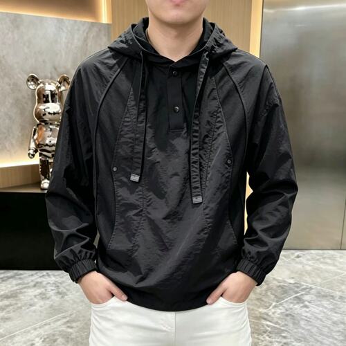 2026黑武士连帽卫衣秋季潮流新款极简风拼接百搭工装上衣男薄外套