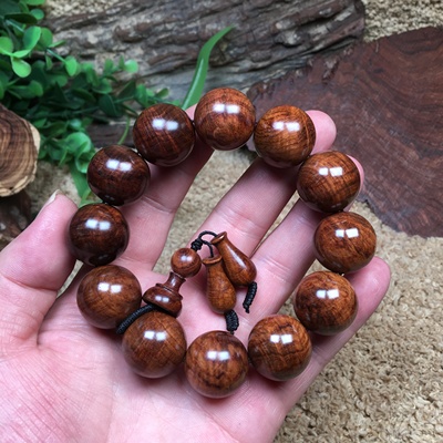 一物一拍正宗海南黄花梨油梨老料2.0单圈瘤疤水波纹手串佛珠男款