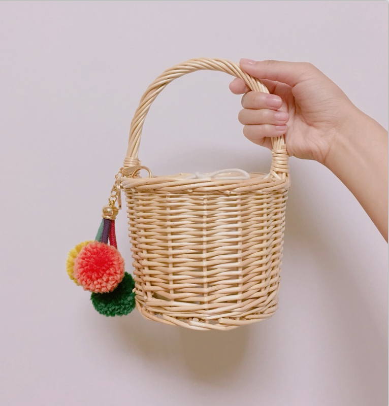 夏季流行迷你小包包藤编手提儿童草编包提篮手工编织篮子包手提包