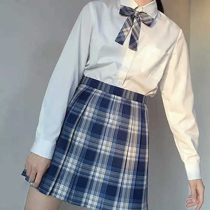 白色尖领纯色衬衫长袖女长袖角襟基础款春秋款正统方领日系JK不透