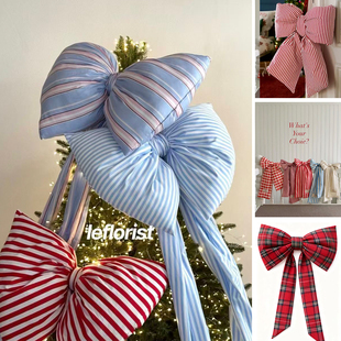 新年情人节格纹装饰布艺蝴蝶结店铺橱窗派对生节日订婚礼布置道具