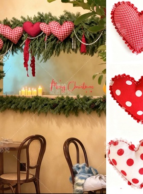 圣诞节日格子爱心花朵店铺橱窗氛围感装饰布置挂件拍照打卡陈列美