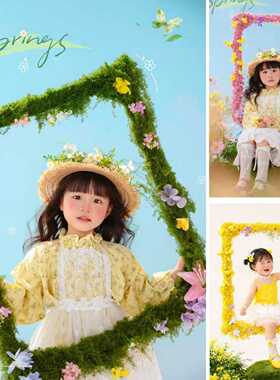 春天花艺苔藓画框 网红森系复古装饰婚礼拍照打卡道具布景美陈列