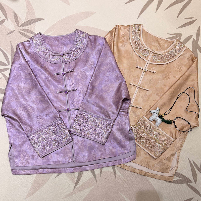新中式唐装国风汉服刺绣盘扣上衣