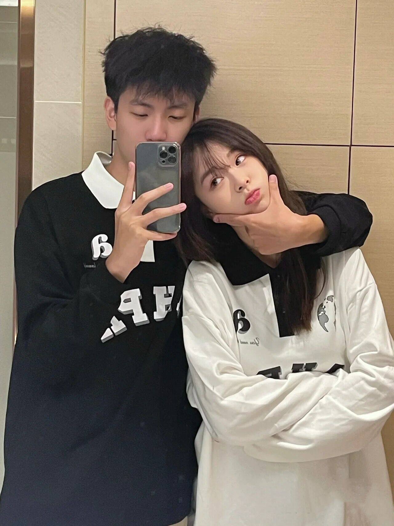 FASHION 6535 FISH SCALE BACK COLLAR PRINT PRE-FALL POLO SHIRT LOOSE T-SHIRT SWEATSHIRT LONG SLEEVE COUPLE TOP