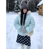 自制日系复古黑色波点半身短裙女秋冬加厚小个子文艺高腰百搭中裙