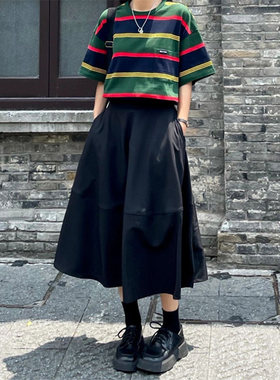 自制赫本风小黑裙半身裙女