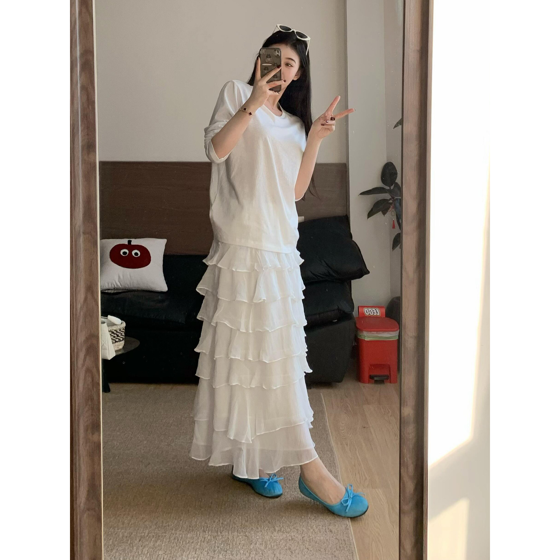 日系千金风超仙女白色薄纱半身裙春夏甜美优雅文艺显瘦a字蛋糕裙