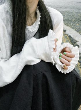 法式小众设计感白色亚麻长袖衬衫