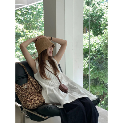 慵懒风花边设计感中长款叠穿上衣