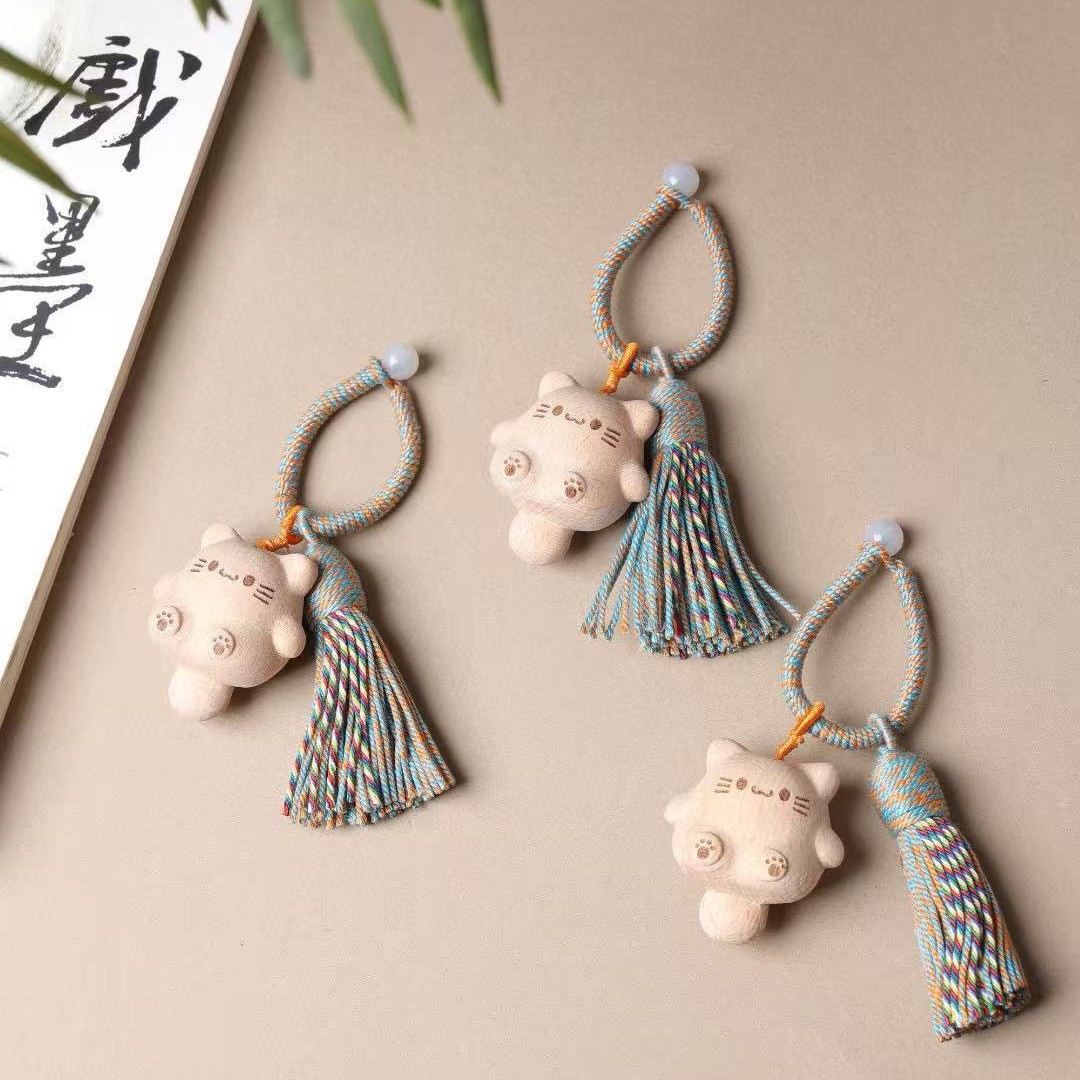 批发胖猫血柏榉木摆烂猫配件手工 DIY包挂卡通饰品挂件猫咪配饰