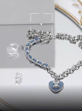 爱心小熊丹宁风编织项链女轻奢小众嘻哈甜酷风锁骨链t恤牛仔配饰