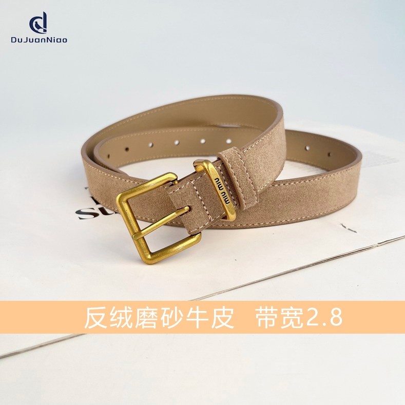 磨砂牛皮腰带女士皮带女款真皮针扣休闲牛仔裤复古反绒裤带耐用